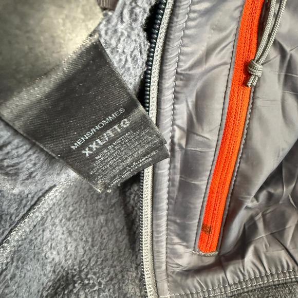 The North Face Fleece‎ Jacket Full Zip Logo Pocket Gray/Red Pre-Owned Mens XXL - Picture 7 of 13
